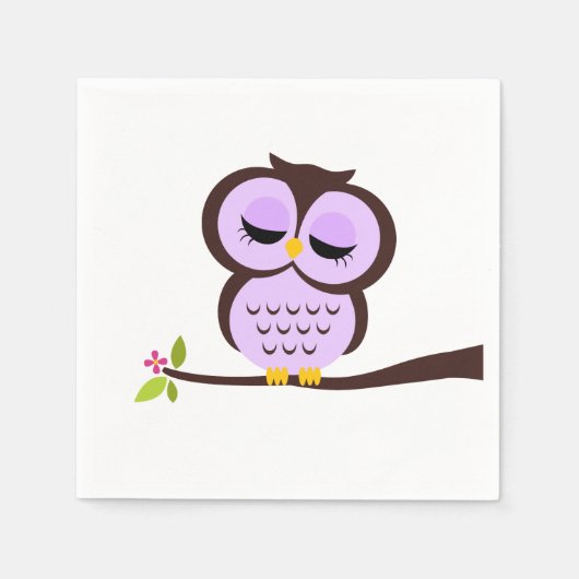 Serviette En Papier Chouette mignonne pourpre (Devant)