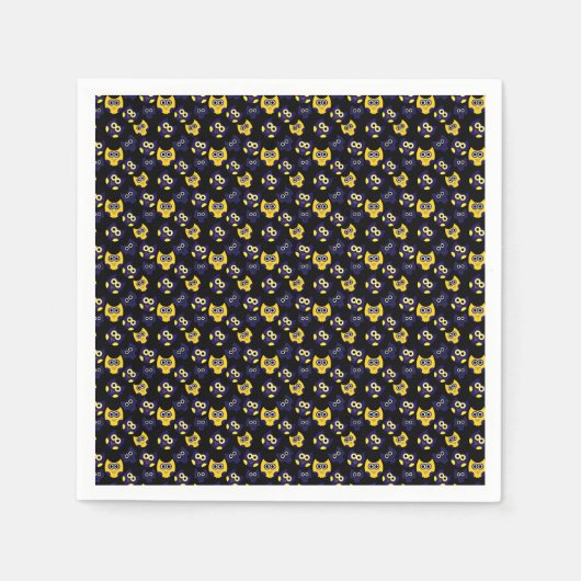 Serviette En Papier Chouette noire (Devant)