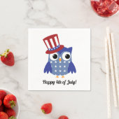 Serviette En Papier Chouette patriotique mignonne avec chapeau supérie (En situation)