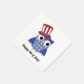 Serviette En Papier Chouette patriotique mignonne avec chapeau supérie (Coin)