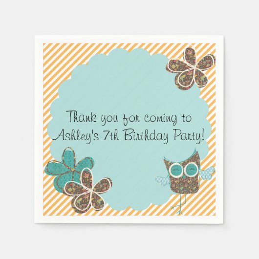 Serviette En Papier Chouette personnalisée Papier de fête d'anniversai (Devant)