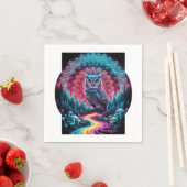 Serviette En Papier Chouette psychédélique Mandala - Trippy Forest Art (En situation)