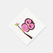 Serviette En Papier Chouette rose (Coin)