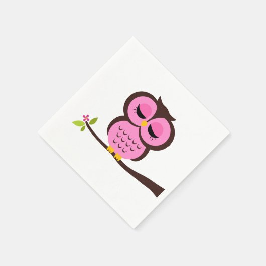 Serviette En Papier Chouette rose (Coin)