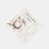 Serviette En Papier Chouette rose enchantée Anniversaire (Coin)