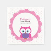 Serviette En Papier Chouette rose fille douce Adorable yeux expressifs (Devant)