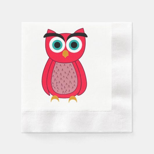 Serviette En Papier Chouette Rose Mignonne (Devant)