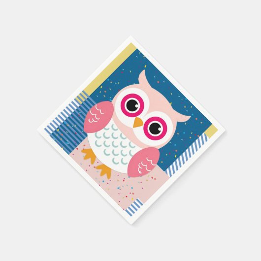 Serviette En Papier Chouette rose mignonne Baby shower boisé neutre pa (Coin)