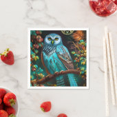 Serviette En Papier Chouette turquoise (En situation)