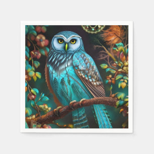 Serviette En Papier Chouette turquoise