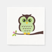Serviette En Papier Chouette verte mignonne (Devant)