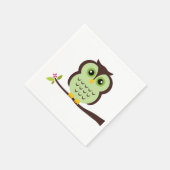 Serviette En Papier Chouette verte mignonne (Coin)