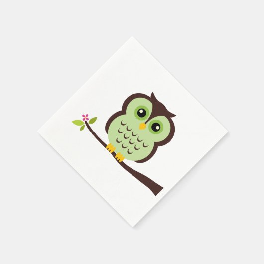 Serviette En Papier Chouette verte mignonne (Coin)