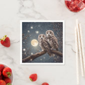 Serviette En Papier Chouettes avec Pleine lune (En situation)