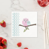 Serviette En Papier Chouettes + Baby shower Garçon Chevron (En situation)