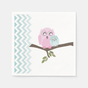 Serviette En Papier Chouettes + Baby shower Garçon Chevron