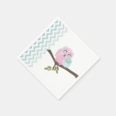 Serviette En Papier Chouettes + Baby shower Garçon Chevron (Coin)