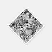 Serviette En Papier Chouettes dans le chêne, noir et blanc (Coin)