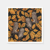 Serviette En Papier Chouettes d'automne sur noir (Devant)