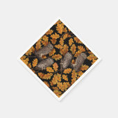 Serviette En Papier Chouettes d'automne sur noir (Coin)