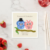Serviette En Papier Chouettes Design Champagne Mariage couleur (En situation)
