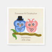 Serviette En Papier Chouettes Design Champagne Mariage couleur (Devant)