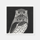 Serviette En Papier Chouettes en noir et blanc (Devant)