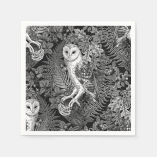 Serviette En Papier Chouettes, fougères, chênes et baies 4