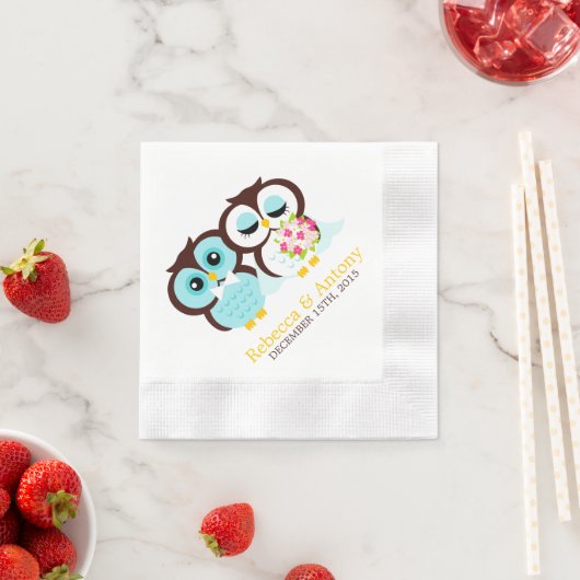 Serviette En Papier Chouettes mariages (En situation)