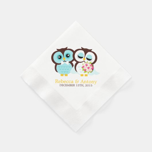 Serviette En Papier Chouettes mariages (Coin)