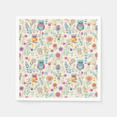 Serviette En Papier Chouettes mignonnes en fleurs (Devant)