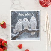 Serviette En Papier Chouettes neigeuses de Noël (En situation)