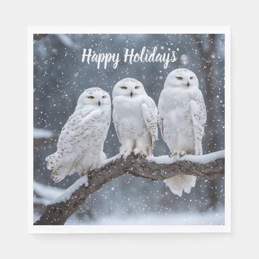 Serviette En Papier Chouettes neigeuses de Noël (Devant)