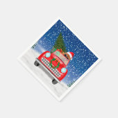 Serviette En Papier Chow Chow Chien Conduisant Voiture En Neige (Coin)