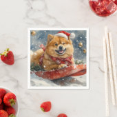 Serviette En Papier Chow Chow Dog in Sledge Let's neige Christmas (En situation)
