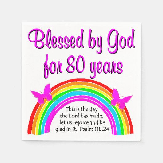 SERVIETTE EN PAPIER CHRÉTIEN 80E ANNIVERSAIRE (Devant)