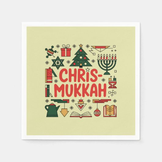 Serviette En Papier Chrismukkah Hanoukka Noël Juif Religieux (Devant)
