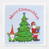 Serviette En Papier Chrismukkah Père Noël, Arbre et serviettes Gnome (Devant)