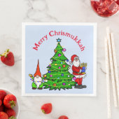 Serviette En Papier Chrismukkah Père Noël, Arbre et serviettes Gnome (En situation)