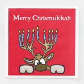 Serviette En Papier Chrismukkah Reinder avec Menorah Antlers Napkins (Devant)