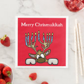 Serviette En Papier Chrismukkah Reinder avec Menorah Antlers Napkins (En situation)
