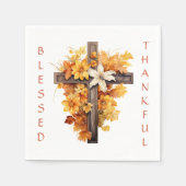 Serviette En Papier Christian Automne Floral Cross Thanksgiving (Devant)
