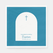 Serviette En Papier Christian Baptême Christening Boy Blue Arch (Devant)