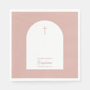 Serviette En Papier Christian Baptême Christening Girl'arc rose