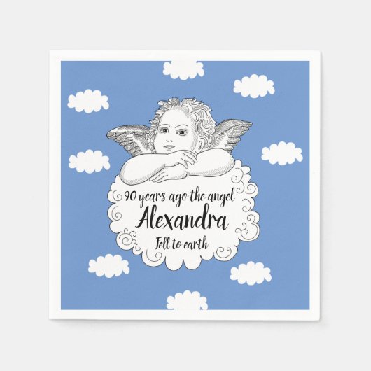 Serviette En Papier Christian Cloud Angel Joyeux 90e anniversaire (Devant)