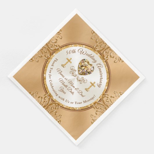 Serviette En Papier Christian Personnalisé, serviettes du 50e annivers (Coin)