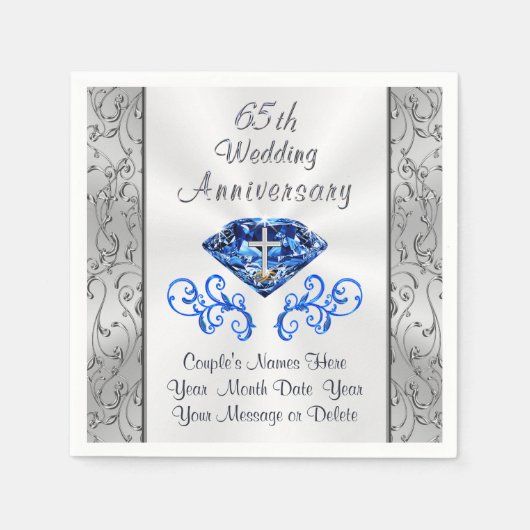 Serviette En Papier Christian Sapphire Personnalisé 65e anniversaire d (Devant)