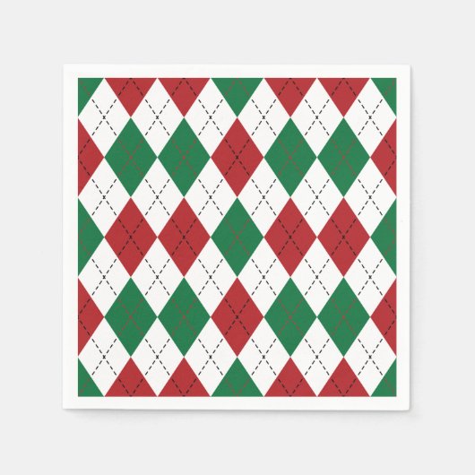 Serviette En Papier Christmas Argyle Pattern (Devant)