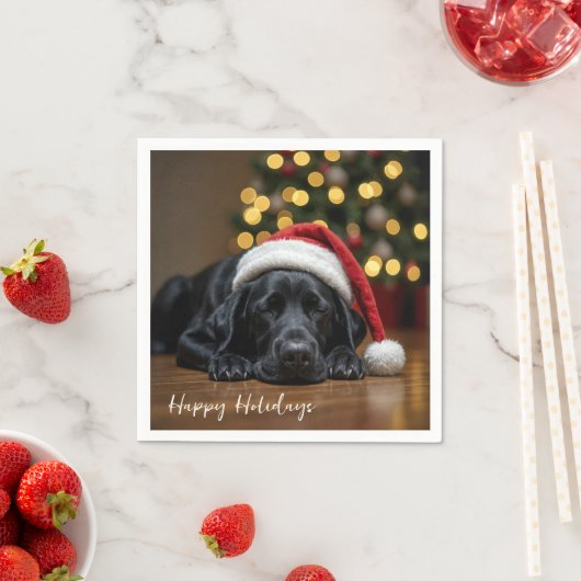 Serviette En Papier Christmas Black Labrador Retriever (En situation)