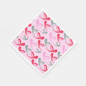 Serviette En Papier Christmas bows green pink whimiscal hand drawn (Coin)